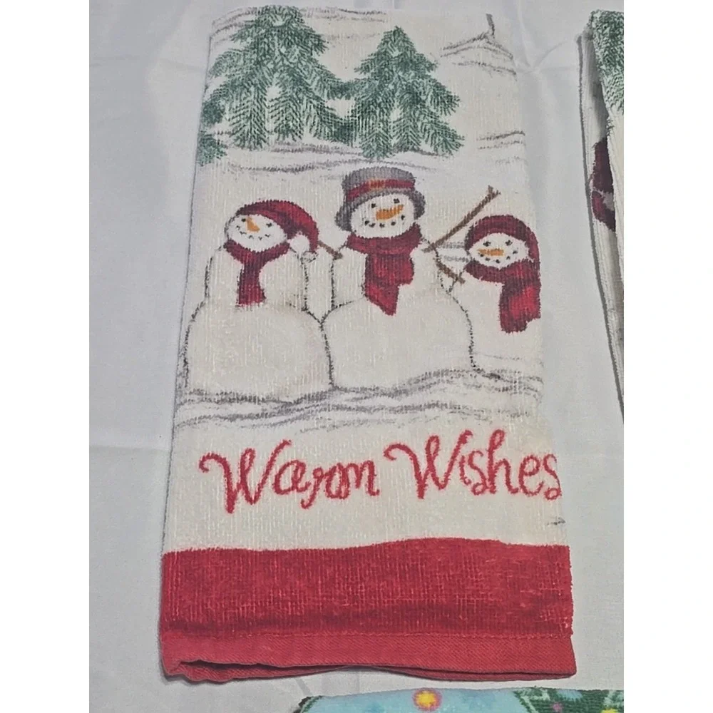 Cotton Set Of 4‎ Christmas SNOWMEN Bathroom Towels WINTER H3241